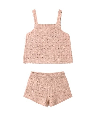 RYLEE + CRU LLC Rylee + Cru Llc Girls Girls-sets Pointelle Knit Tank + Short Set Melon
