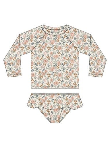 RYLEE + CRU LLC Rylee + Cru Llc Girls Girls-swim Rashguard Girls Set Flower Fields