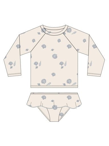 RYLEE + CRU LLC Rylee + Cru Llc Girls Girls-swim Rashguard Girls Set Seashells