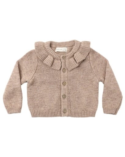 RYLEE + CRU LLC Rylee & Cru Ruffle Collar Cardigan Heathered Almond