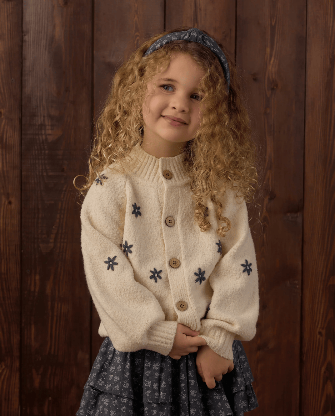 RYLEE + CRU LLC Tulip Cardigan Midnight Daisy