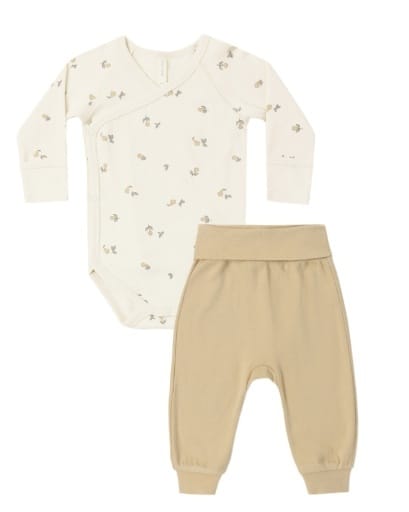 RYLEE + CRU LLC Rylee + Cru Llc Boys Infant Boys-bubbles/rompers/sets Side Snap Bodysuit + Pant Set Pears