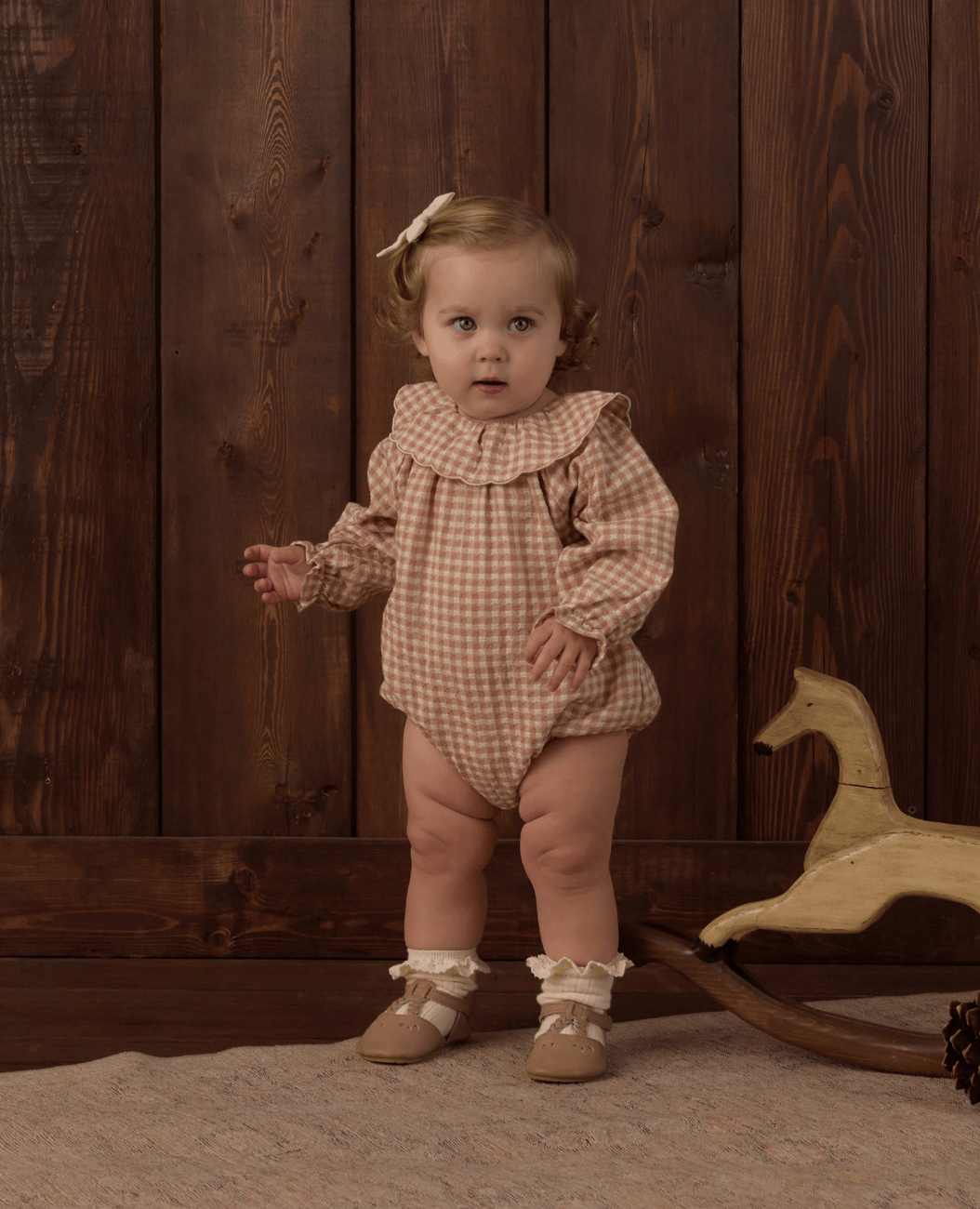 RYLEE + CRU LLC Colette Romper Fawn Gingham