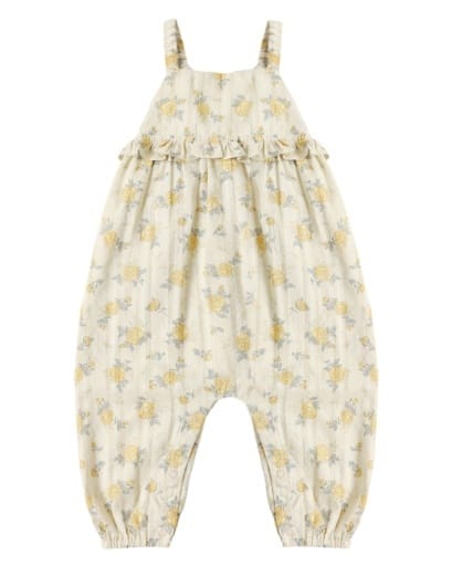 RYLEE + CRU LLC Rylee + Cru Llc Girls Infant Girls-bubbles Kinsley Jumpsuit Lemon Ditsy Flower