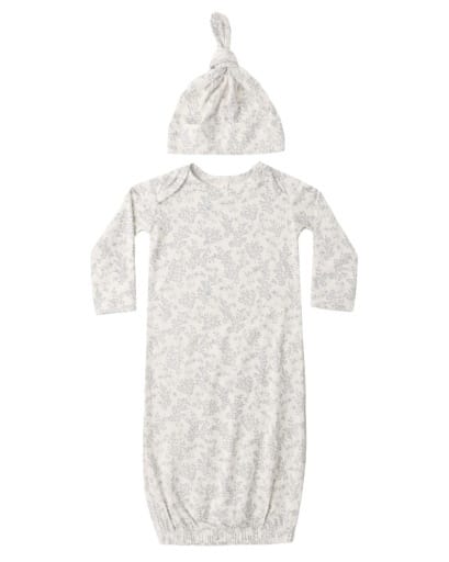RYLEE + CRU LLC Rylee + Cru Llc Girls Infant Girls-footies/converters Bamboo Baby Gown + Hat Set Cloud Floral