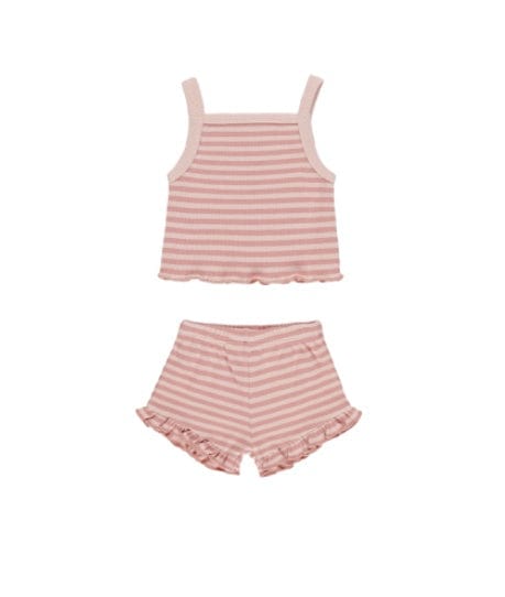 Rylee & Cru EVIE TANK + SHORTIE SET PINK STRIPE