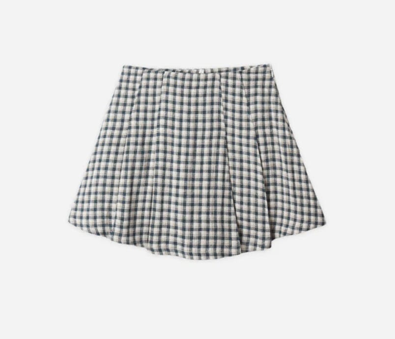 Rylee & Cru Pleated Mini Skirt Navy Check
