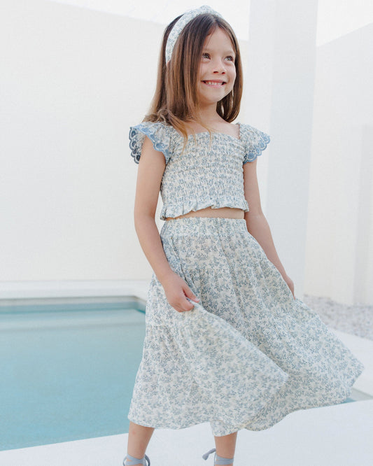 Rylee & Cru TIERED MIDI SKIRT BLOSSOM