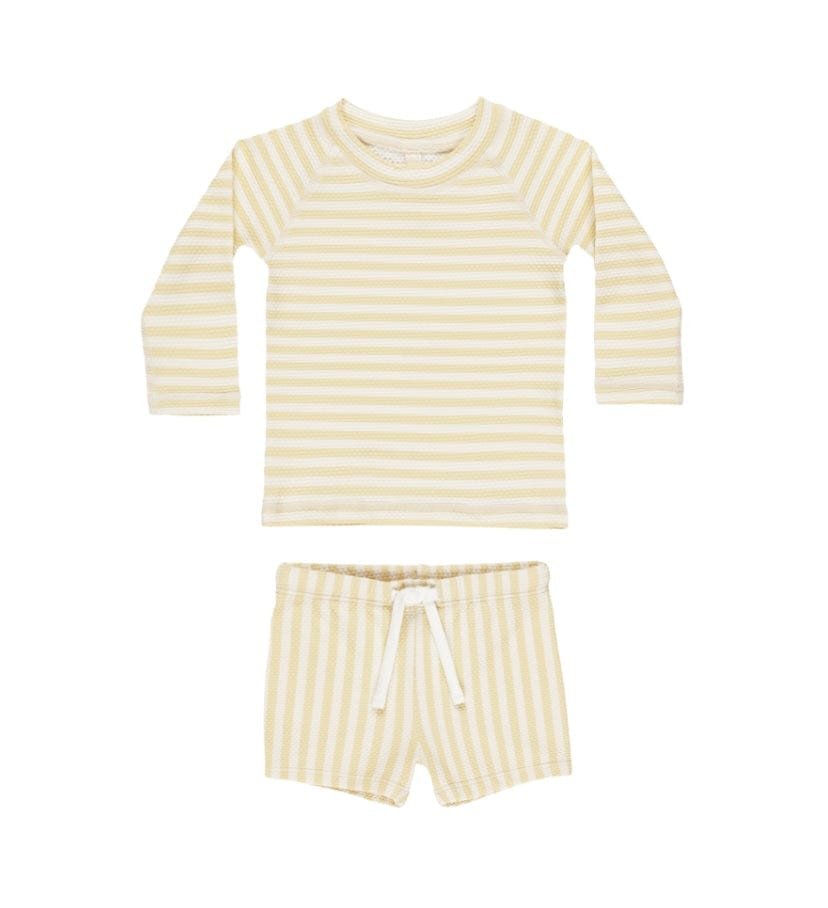 Rylee & Cru FINN RASHGUARD SHORT SET YELLOW STRIPE