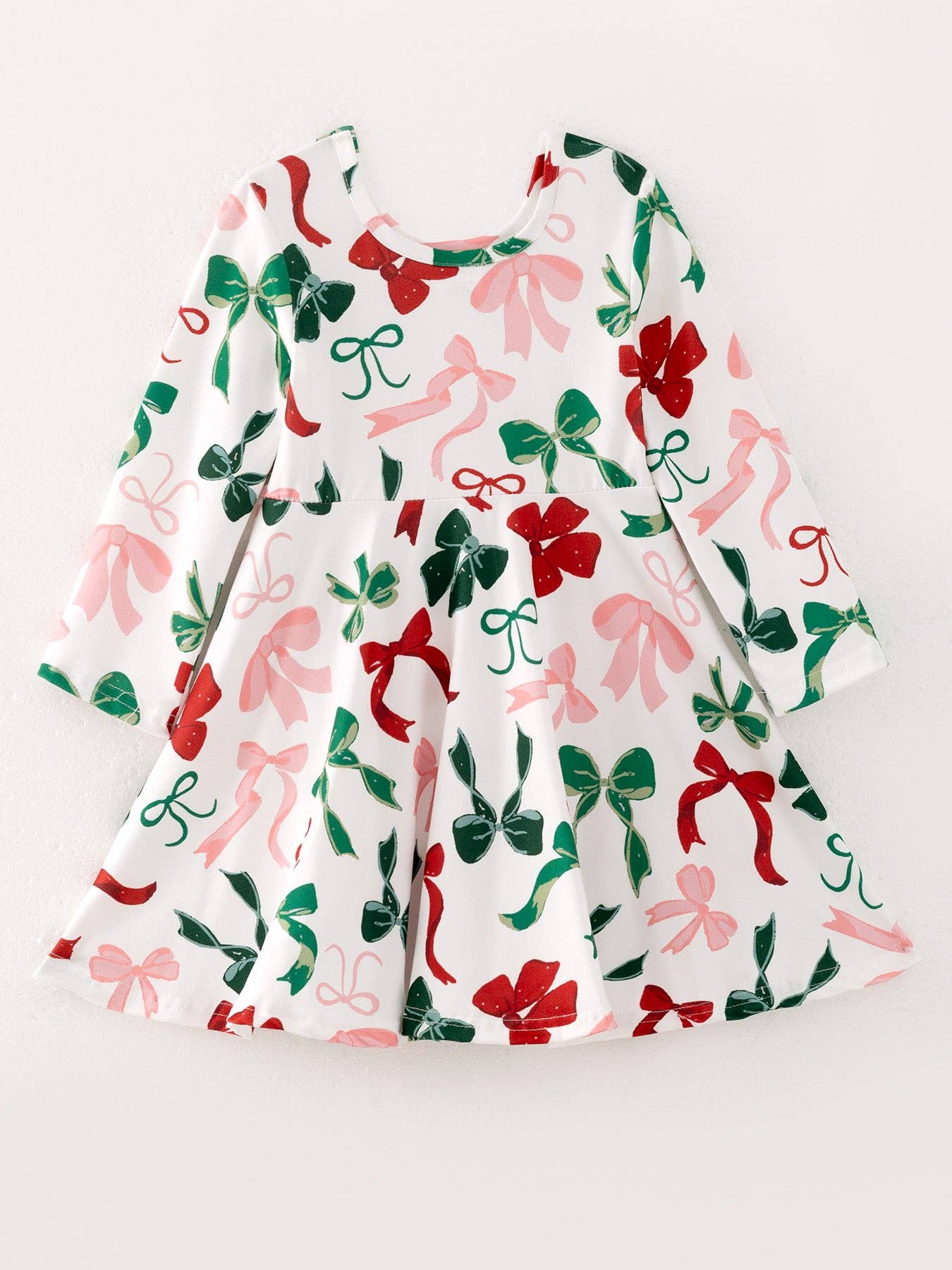 Rylee Faith Designs Girls Christmas Bow Print Dress