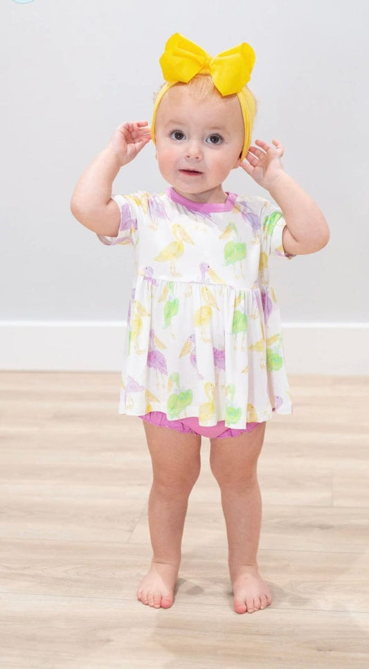 Sweet Bay/Wee Ones Mardi Gras Pelicans Peplum Set