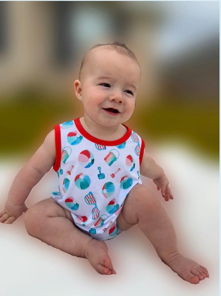 Sweet Bay/Wee Ones Patriotic Beach Toys Bubble Romper