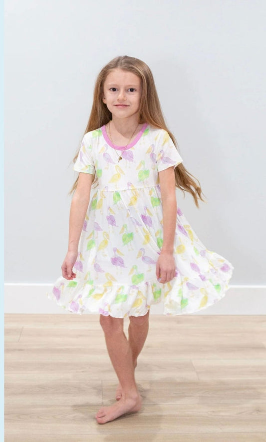 Sweet Bay/Wee Ones Mardi Gras Pelicans Twirl Dress