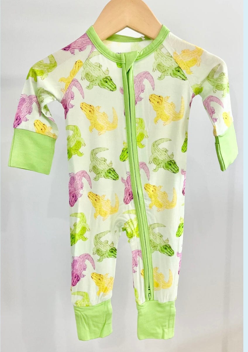 Sweet Bay/Wee Ones Mardi Gras Alligator Zipper Onesie