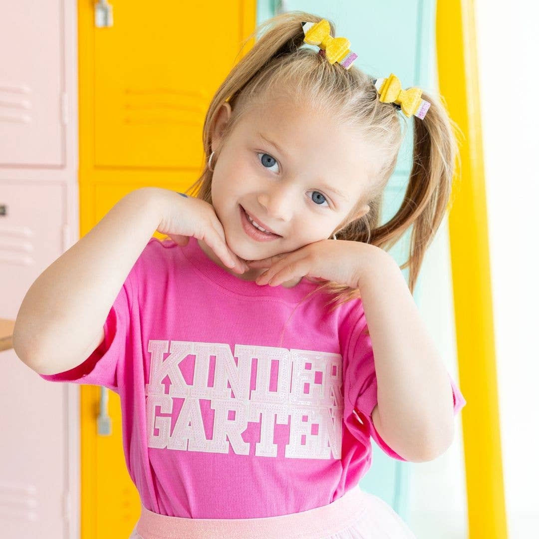 Sweet Wink 5/6Y Kindergarten Sequin Patch Short Sleeve T-Shirt Girls Clothes GST-296 RP-5/6Y