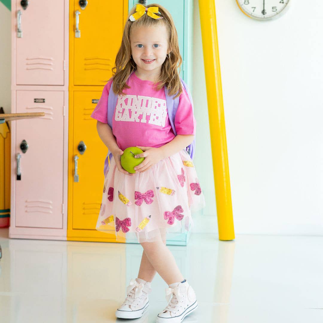 Sweet Wink 5/6Y Kindergarten Sequin Patch Short Sleeve T-Shirt Girls Clothes GST-296 RP-5/6Y