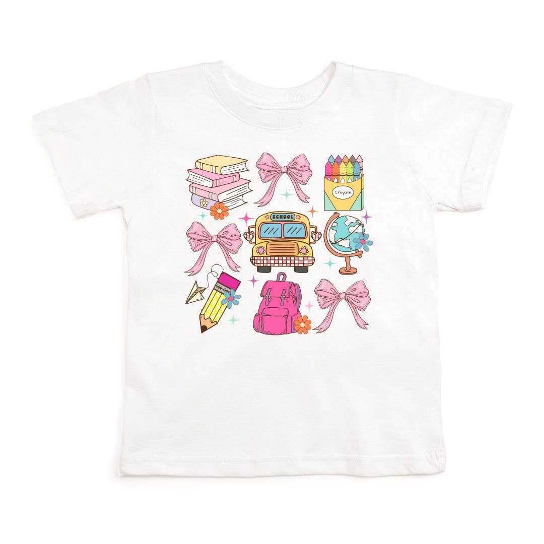Sweet Wink 9/10Y Coquette School Doodle Short Sleeve T-Shirt - Girls Clothes GST-335 WH-9/10Y