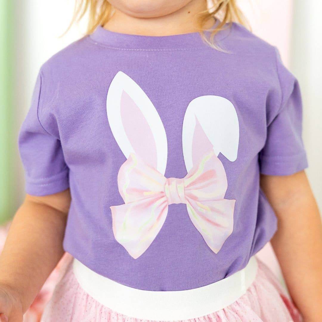 Sweet Wink Bunny Bow Easter Short Sleeve T-Shirt - Lavender - Kids