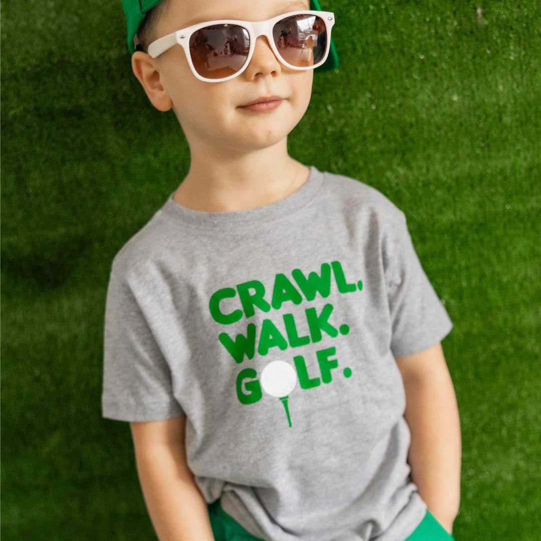 Sweet Wink Crawl, Walk, Golf Short Sleeve T-Shirt - Gray - Kids Clothes