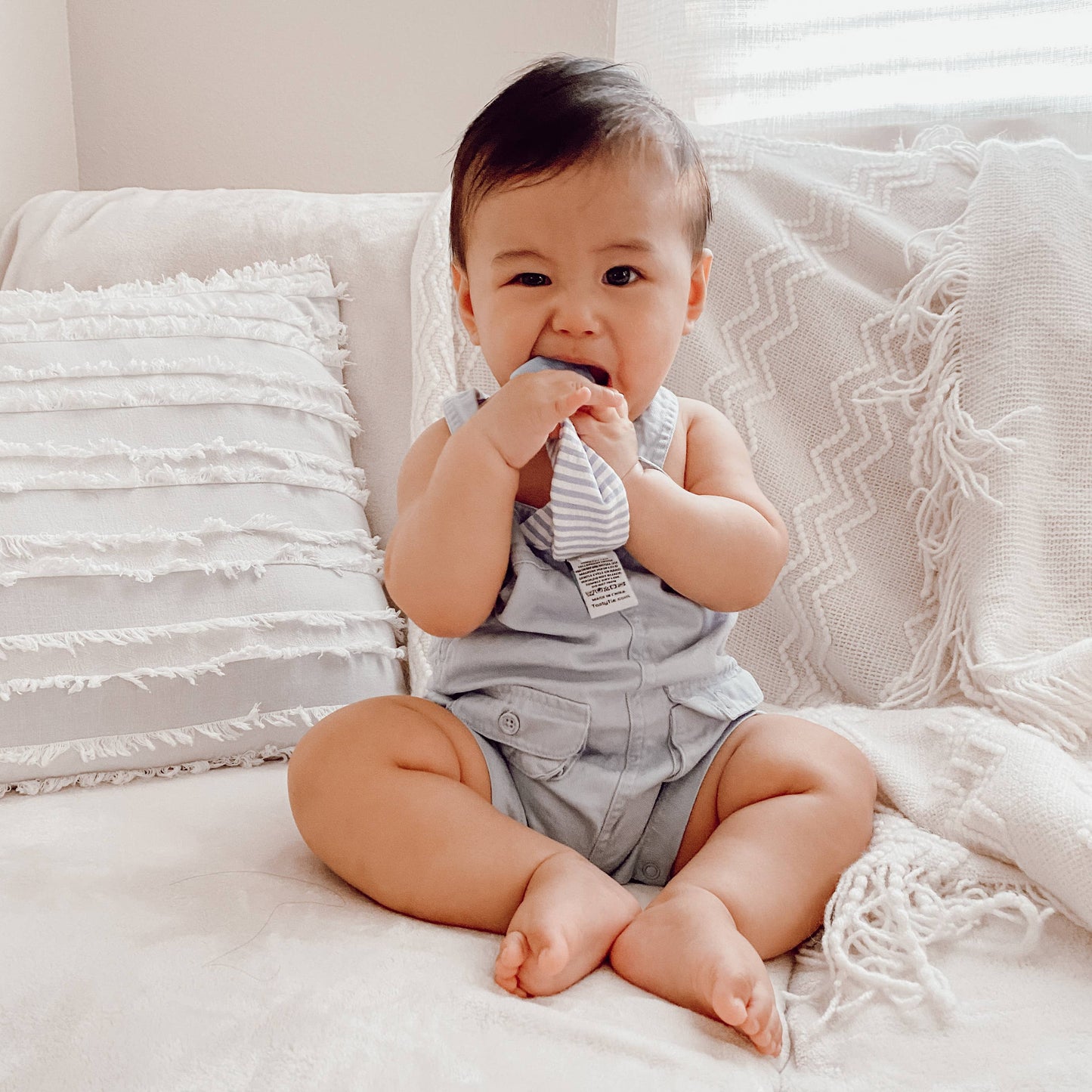 Tasty Tie® Tasty Tie Teether, Crinkle Toy, Baby Boy Gift (Seersucker) tt-seersucker-5