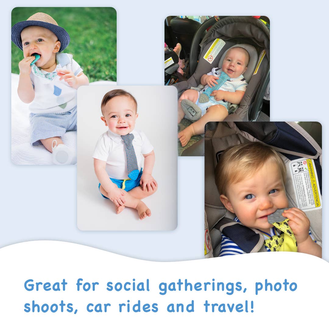 Tasty Tie® Tasty Tie Teether, Crinkle Toy, Baby Boy Gift (Seersucker) tt-seersucker-5