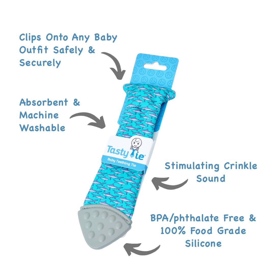 Tasty Tie® Tasty Tie Teether, Crinkle Toy, Baby Boy Gift (Shark) tt-shark-1