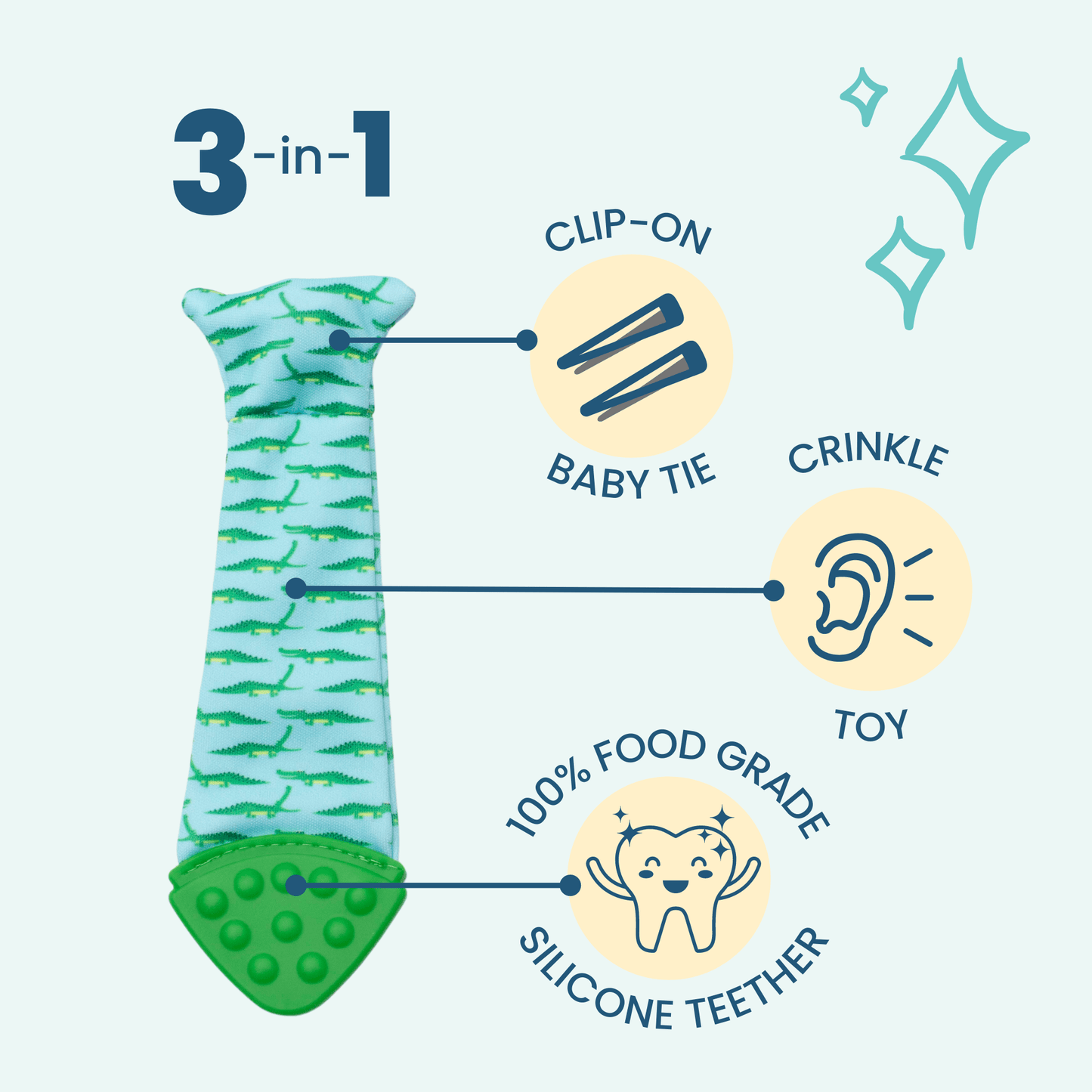Tasty Tie® Tasty Tie Teether, Crinkle Toy, Baby Boy Gift (Turtle) tt-turtle-7