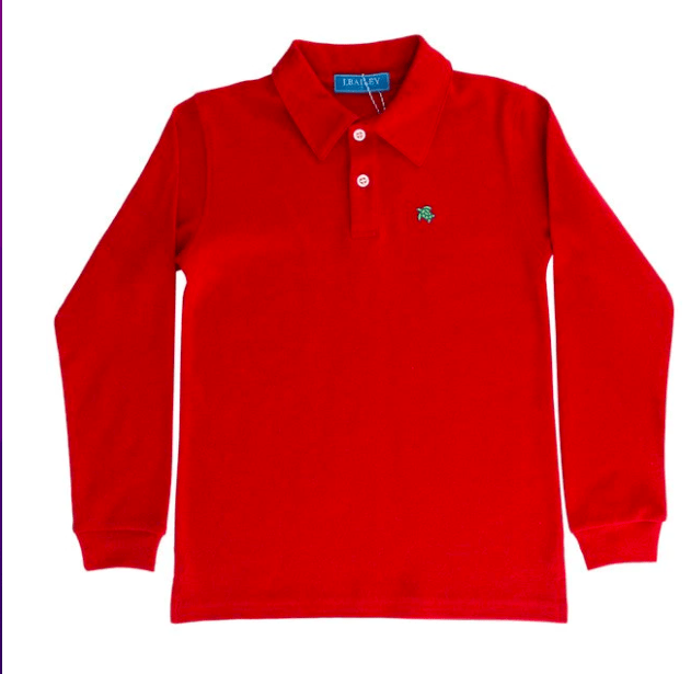 The Bailey Boys Harry Long Sleeve Polo- Red