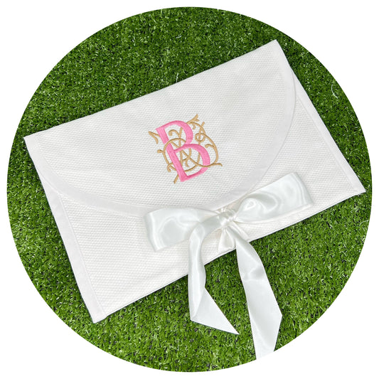 THE ROYALTY COLLECTION White Cotton Pique Envelope Bag