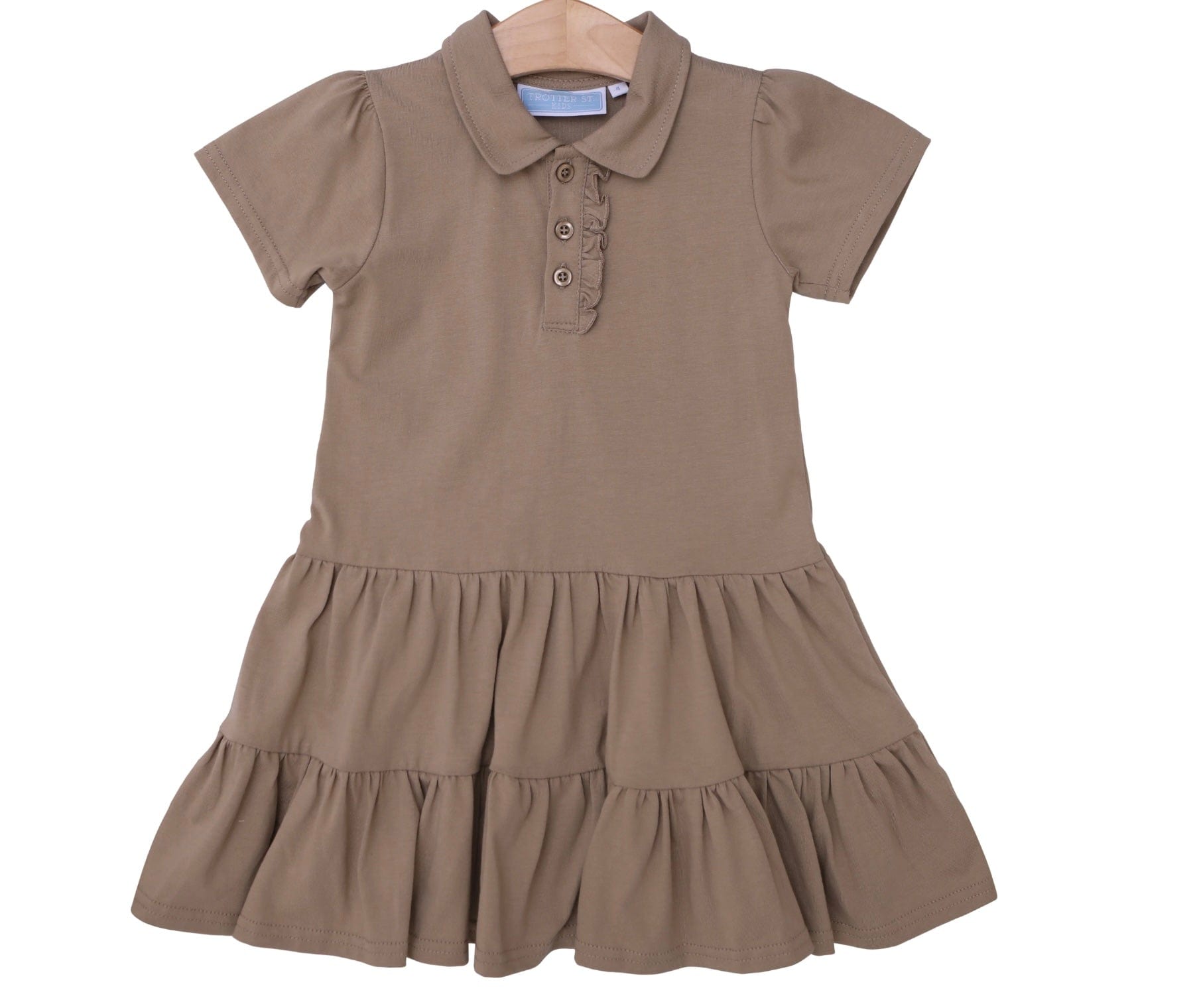 Ruffle Polo Dress- Khaki 14 Ruffle Polo Dress- Khaki 14