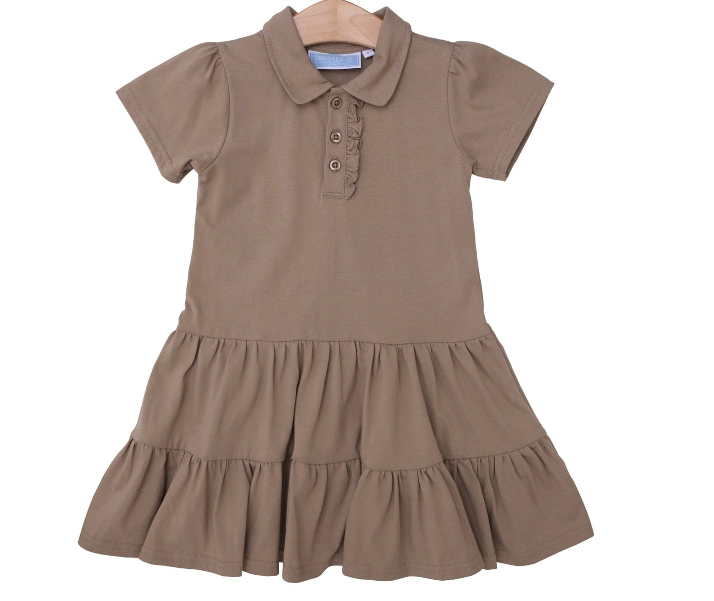 Trotter Street Trotter Street Ruffle Polo Dress Khaki