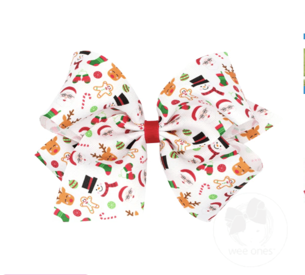 Wee One Default King Grosgrain Christmas Print Hair Bow