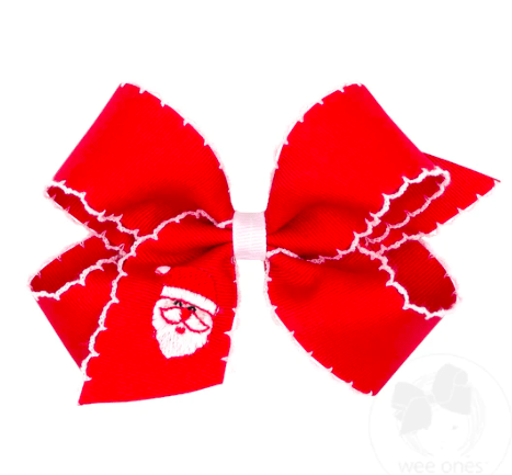 Wee One Default King Moonstich w/emb Red bow with Santa