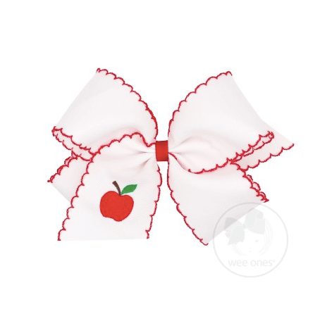 Wee One Default King Moonstitch Embroidered Apple Bow