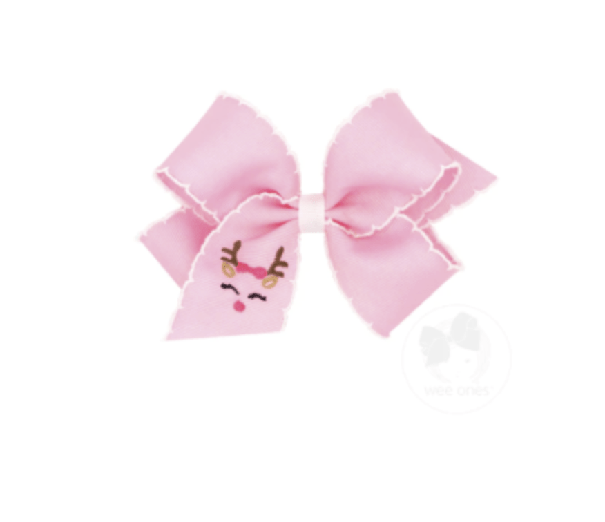 Wee One Default Medium Christmas Emb Reindeer Bows pink