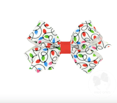 Wee One Default Medium Christmas lights printed bow