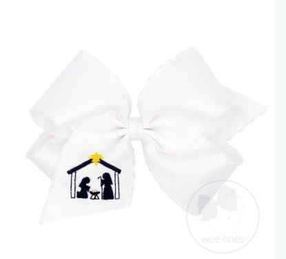 Wee One Default Medium Moonstitch Embroidered Nativity Christmas Bow