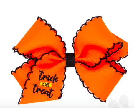 Wee One Default MEDIUM MOONSTITCH WITH EMBROIDERED TRICK OR TREAT Bow