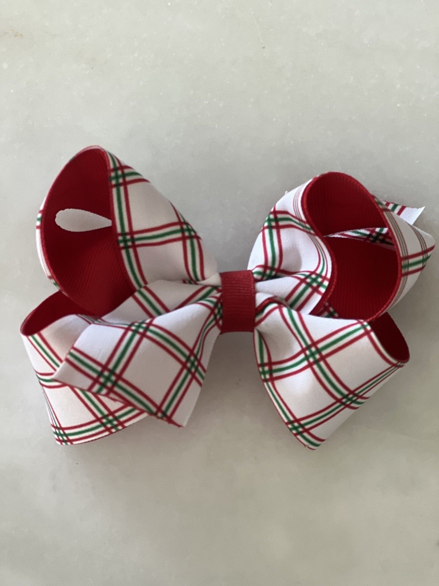 Wee One Default Medium white w/R&G Plaid Bow