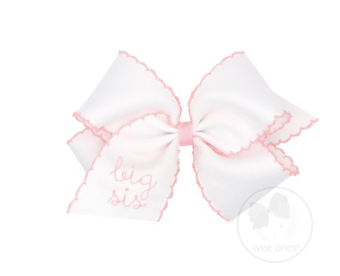 Wee One Default Small King Moonstitch Bow with Embroidered Big Sis