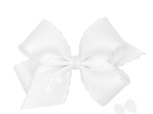 Wee One Grosgrain Bow Cross Embroidery