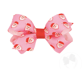 Wee One Pink Printed Santa Bow