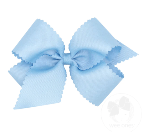 Wee Ones Light blue Wee Ones KNG GG BOW W/SCALLOP EDGE