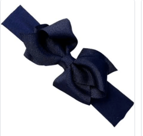 Wee Ones Navy Small King Grosgrain Hair Bow w/Matching Headband
