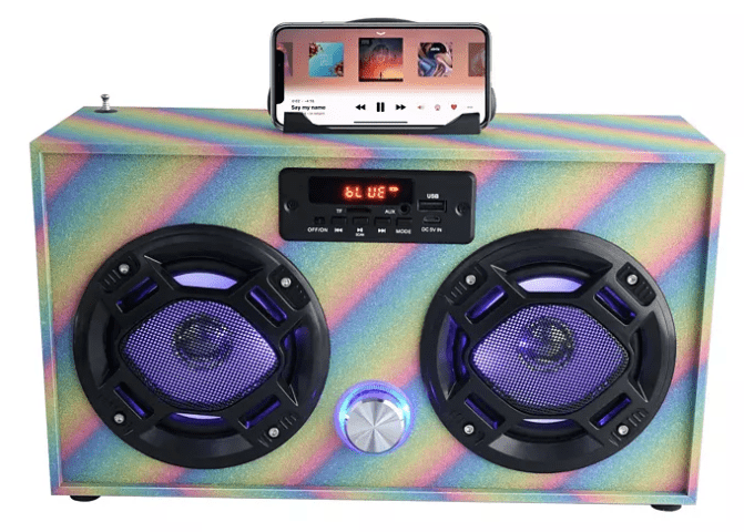 Wireless Express Default BoomBox Glitter Rainbow Bluetooth Speaker
