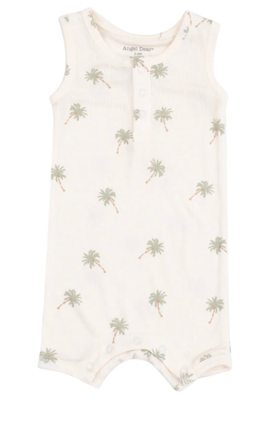 Sleeveless Shortie Romper Palm Trees