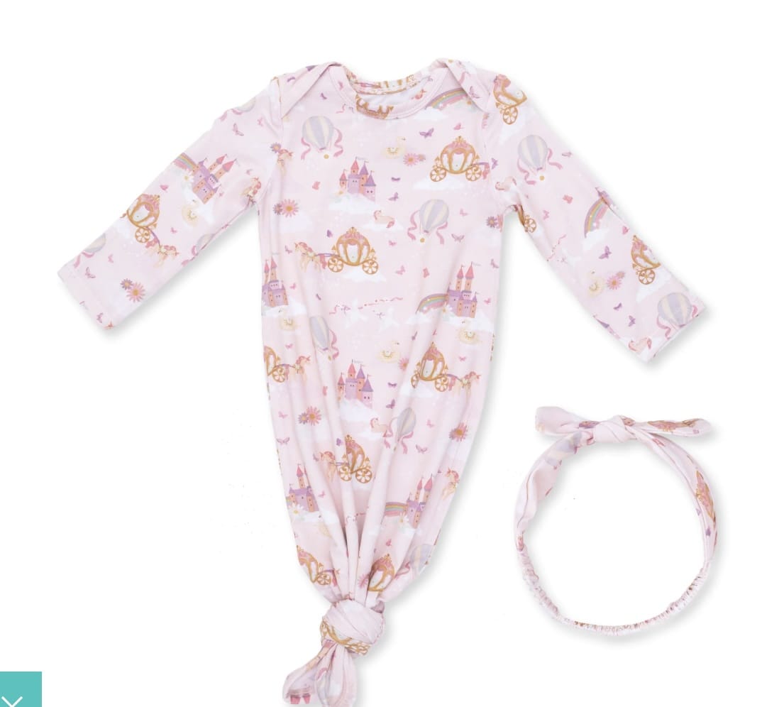 Princess Unicorns And Castle Knotted Gown And Knot Headband