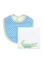 3 MARTHAS Alligator Basic Bib & Burp Boxed Set