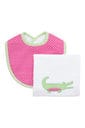 3 MARTHAS Alligator Basic Bib & Burp Boxed Set