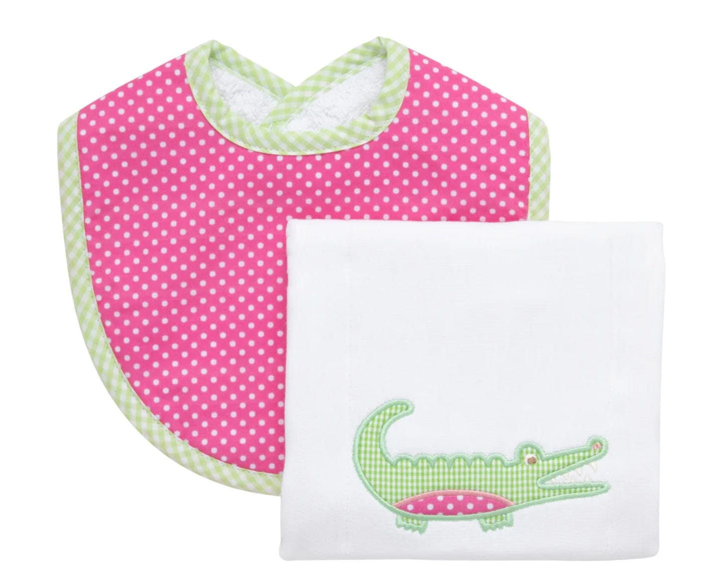 3 Marthas Alligator Basic Bib & Burp Boxed Set, Pink